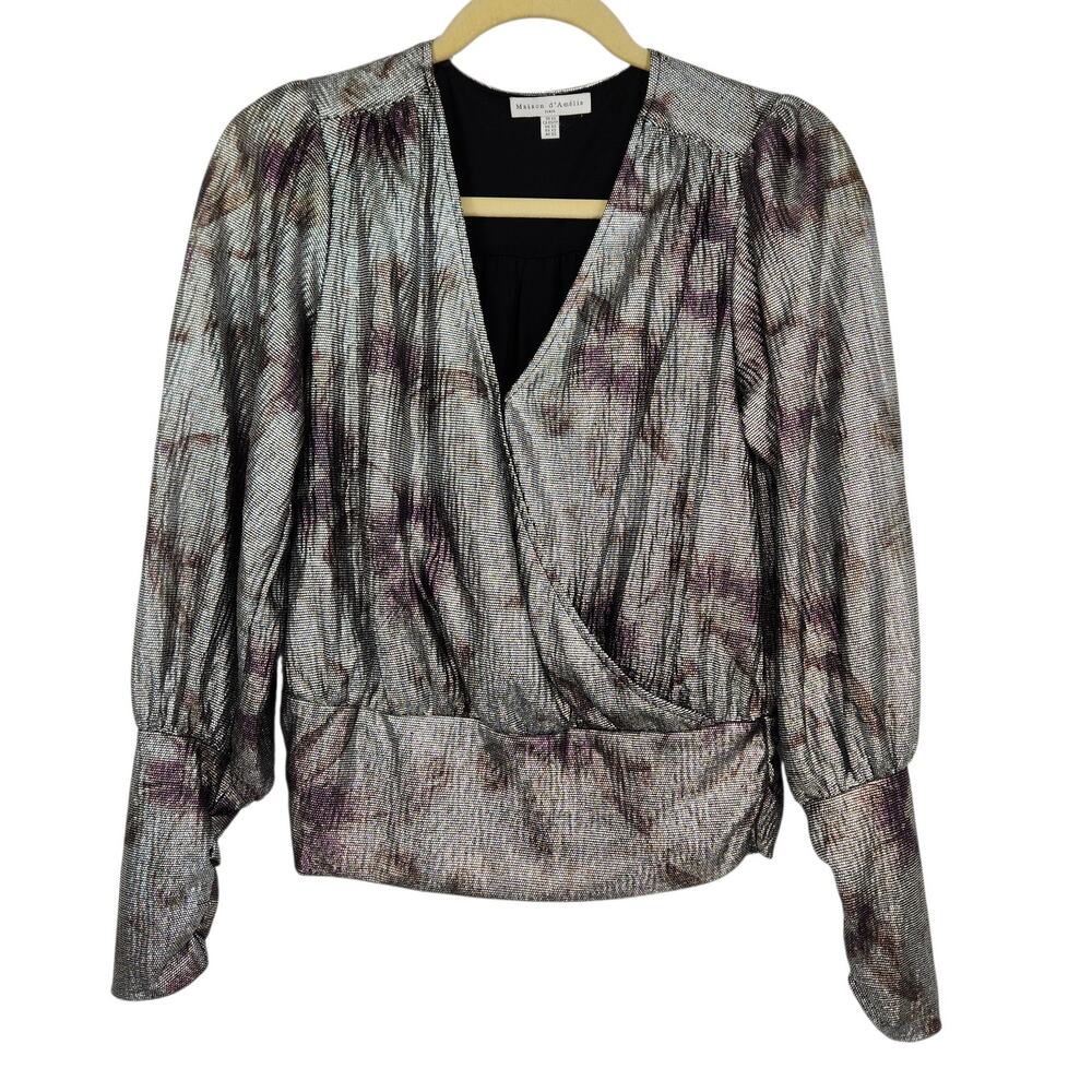 Maison d’Amelie Paris Shimmery Metallic Wrap Blouse